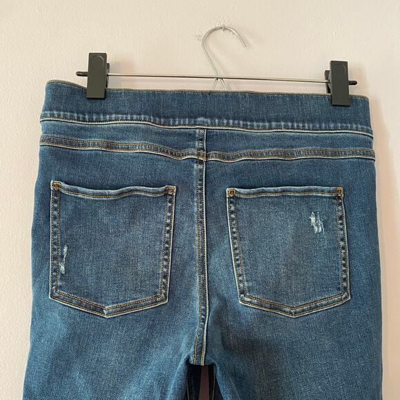 SPANX Women's size Medium Distressed Skinny Jeans Dark Wash Preppy Shapewear - Picture 8 of 12